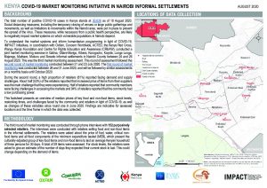COVID-19 Market Monitoring Initiative in Nairobi informal settlements, August 2020
