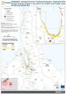 Indonesia - Sulawesi Earthquake - Damaged buildings identified in key tsunami and landslide areas - As of 6 October 2018
