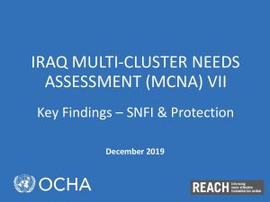 Multi-Cluster Needs Assessment (MCNA) VII Protection & Shelter Findings Presentation, Iraq - December 2019