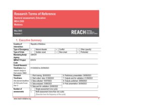 REACH Moldova Education Assessment, Terms of Reference (May 2023)