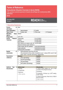 Terms of Reference Humanitarian Situation Overview in Syria (HSOS): Urban quarterly household assessment in Hasakeh city and Raqqa city in Northeast Syria (NES), SYR1701f, Syria, Version 1 (December 2021)