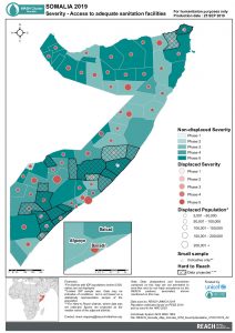 REACH Somalia Map Somalia STM SeveritySanitation 25SEP2019 A4