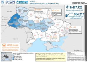Ukraine IDP Situation Overview Map (as of 18 Mar 2022)