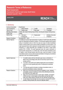 REACH ToR for Rapid Assessments in South Sudan