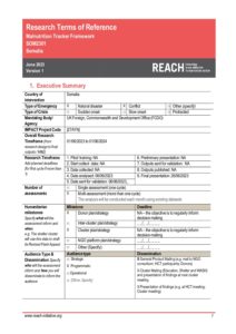 REACH Somalia Malnutrition Tracker Framework, ToR  (June 2023)
