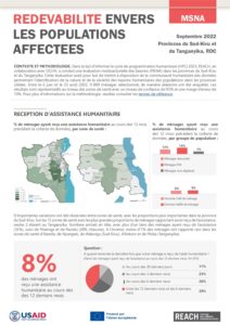 REACH DRC Factsheet MSNA Redevabilité envers les populations affectées Sud-Kivu et Tanganyika Septembre 2023