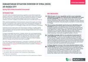 Urban Humanitarian Situation Overview in Raqqa city - Spring 2023