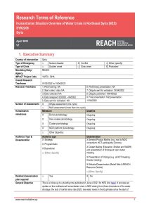REACH Syria Terms of Reference Water Crisis May 2022