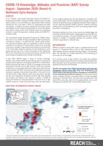 COVID-19 Knowledge, Attitudes and Practices (KAP) Survey in Northwest Syria analysis - August and September (Round 4)