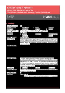 REACH Syria Market Monitoring Exercise with Covid-19 Component - ToR (April 2020)