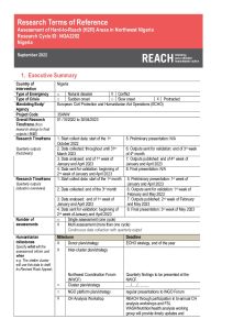 REACH Nigeria Humanitarian Situation Monitoring of hard-to-reach areas in Northwest Nigeria, Terms of Reference, October 2022