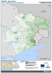UKR Map East Ukraine Number Of Registered IDPs 03 MAY 2019 A4