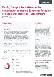 Evaluation de l'accès, de l'usage et des préférences des communautés en matière de services financiers et d'assistance monétaire, septembre 2022 - Kaga-Bandoro