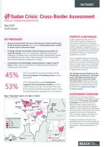 Sudan Crisis: REACH Rapid Cross-border Assessment, Household Survey, South Sudan May 2023