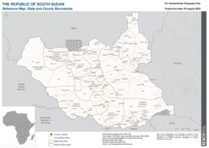 REACH SSD Country Reference Map - State and County Boundaries (August 2023)