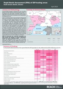 REACH Ukraine – Rapid Needs Assessment of IDP-hosting areas – South and East regions (April 2022)