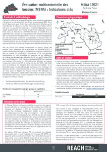 Evaluation multisectorielle des besoins (MSNA) 2021) : Indicateurs clés - Plateau-Central - Burkina Faso